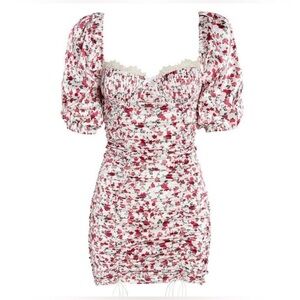 For Love And Lemons Floral Mini Dress - Red and White